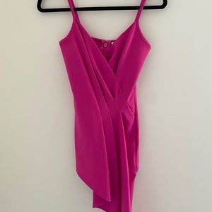 Fuchsia top with asymmetrical hem